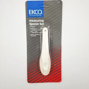 Vtg 1994 EKCO 6 Piece White Plastic Measuring Spoon Set New In Package